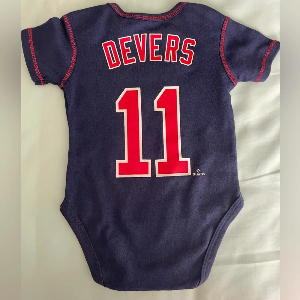 NWOT MLB Boston Red Sox Rafael Devers #11 Navy Blue Baby Onesie Size 0-3 Months